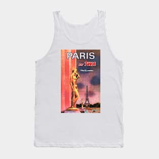 PARIS Eiffel Tower Woman Statue Vintage Airline Travel Advertisement Tank Top